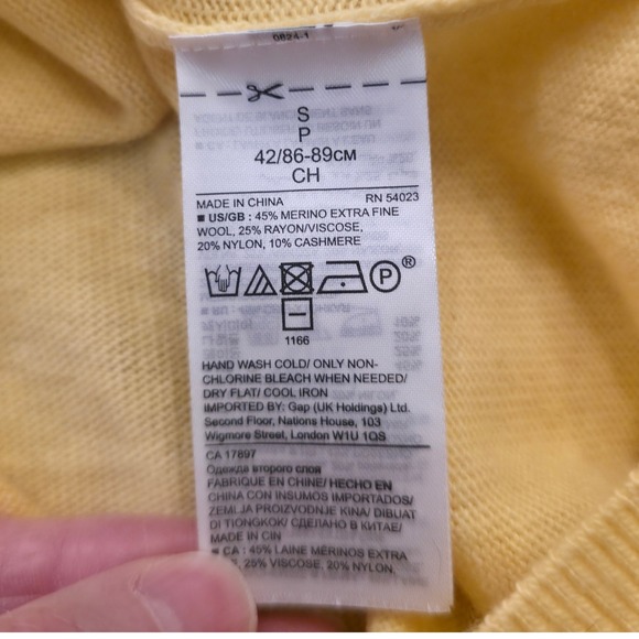 BANANA REPUBLIC‎ S Butter Yellow Filpucci Merino Wool Cashmere Sweater Coquette - Picture 4 of 8